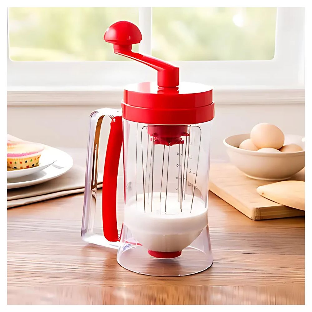 Batidor Manual con Dispensador | Mezcla Fácil y Sin Derrames