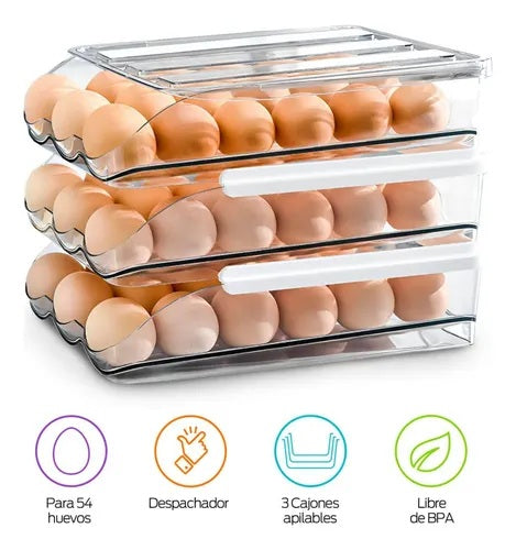 Dispensador de Huevos 3 Niveles | Ahorra Espacio en la Nevera